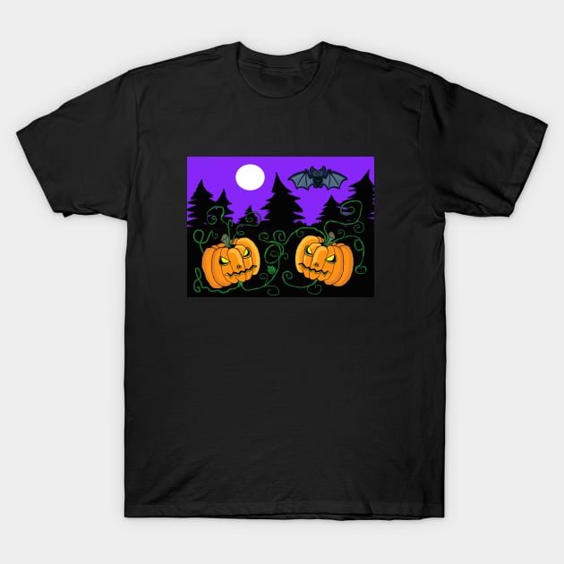 Scary halloween jack o lanterns scene T-Shirt by VICTIMRED